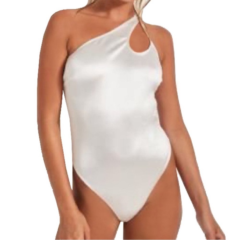 URBAN OUTFITTERS OUT FROM UNDER Mila Satin Strappy Bodysuit White XS